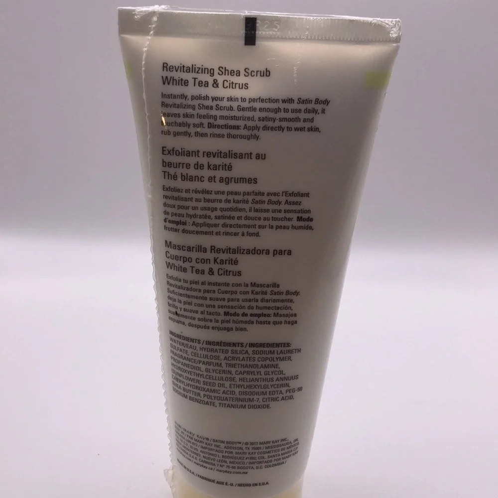 NWT Mary Kay Satin Body Lotion Revitalizing Shea Scrub White Tea & Citrus 6.5 OZ